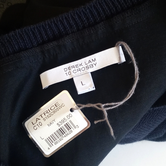 10 Crosby Derek Lam Women's Navy Blue Cashmere & Silk Short Sleeve Sweater Top L - Picture 4 of 13